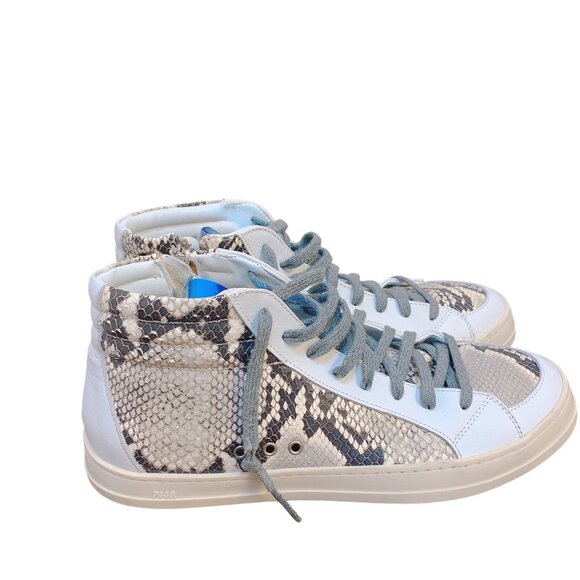 P448 Womens Snake Print High-Top Sneakers Side Zipper Lace Closure - Picture 5 of 7
